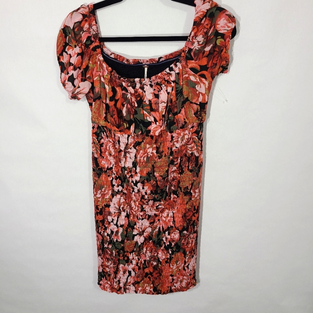 Free People Women's Size Medium M Dress Orange Black‎ Green and Pink